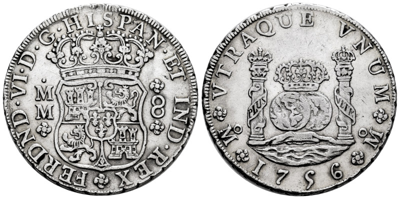 Ferdinand VI (1746-1759). 8 reales. 1756. Mexico. MM. (Cal-491). Ag. 26,89 g. Cl...