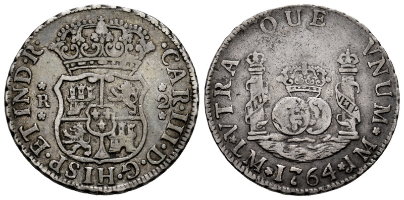 Charles III (1759-1788). 2 reales. 1764. Lima. JM. (Cal-574 var). Ag. 6,66 g. As...