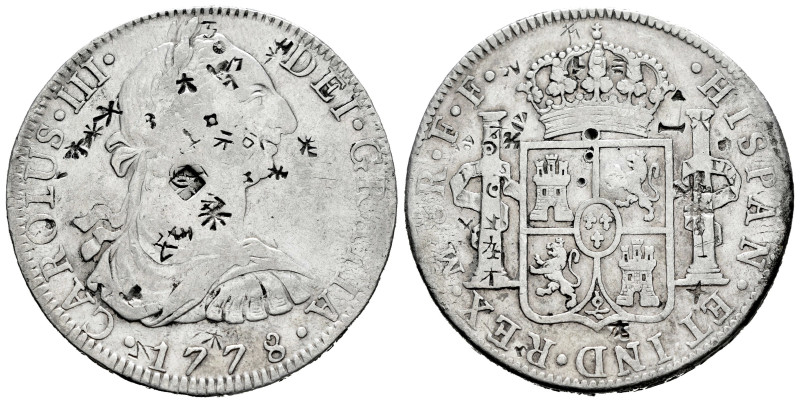 Charles III (1759-1788). 8 reales. 1778. Mexico. FF. (Cal-1117 var). Ag. 26,63 g...