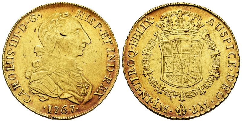 Charles III (1759-1788). 8 escudos. 1767. Lima. JM. (Cal-1920). (Cal onza-681). ...