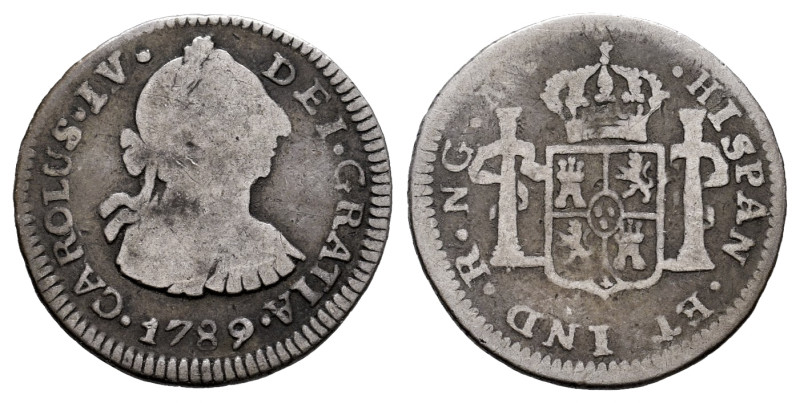 Charles IV (1788-1808). 1/2 real. 1789. Guatemala. M. (Cal-207). Ag. 1,61 g. Bus...