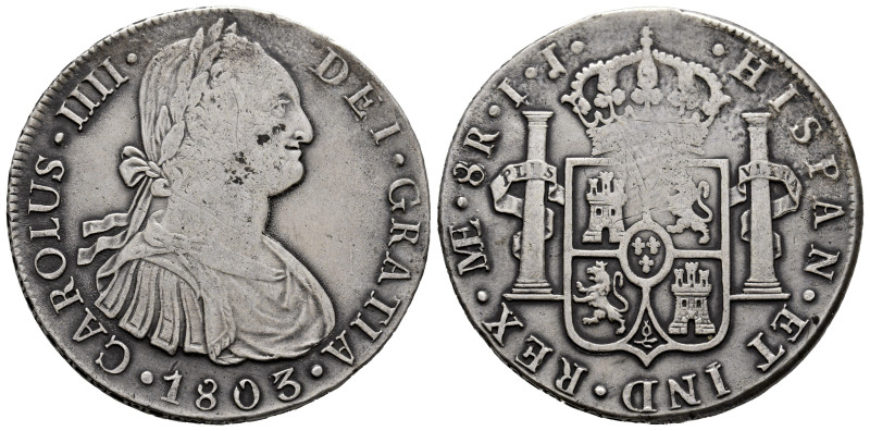 Charles IV (1788-1808). 8 reales. 1803. Lima. IJ. (Cal-922). Ag. 26,77 g. Cleane...