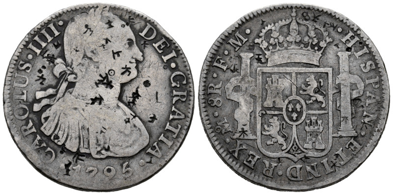 Charles IV (1788-1808). 8 reales. 1795. Mexico. FM. (Cal-958). Ag. 26,59 g. Chop...