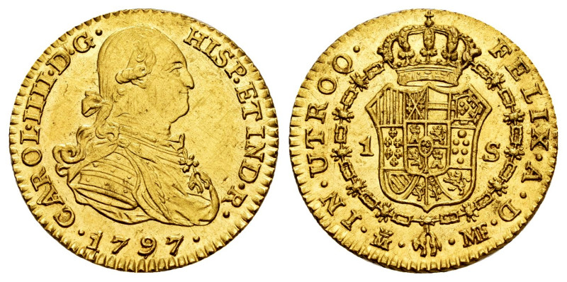 Charles IV (1788-1808). 1 escudo. 1797. Madrid. MF. (Cal-1115). Au. 3,35 g. Mini...