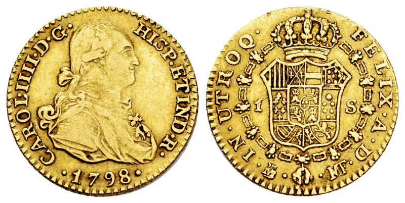 Charles IV (1788-1808). 1 escudo. 1798. Madrid. MF. (Cal-1115). Au. 3,36 g. Slig...