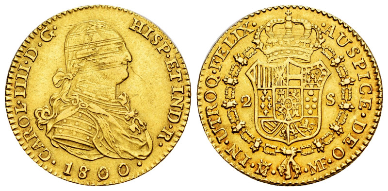 Charles IV (1788-1808). 2 escudos. 1800/790. Madrid. MF. (Cal-1295). Au. 6,75 g....