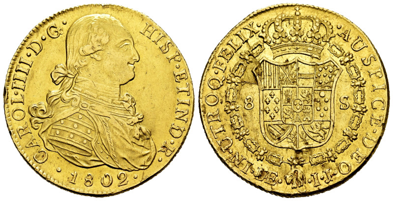 Charles IV (1788-1808). 8 escudos. 1802. Lima. IJ. (Cal-1604). (Cal onza-998). A...