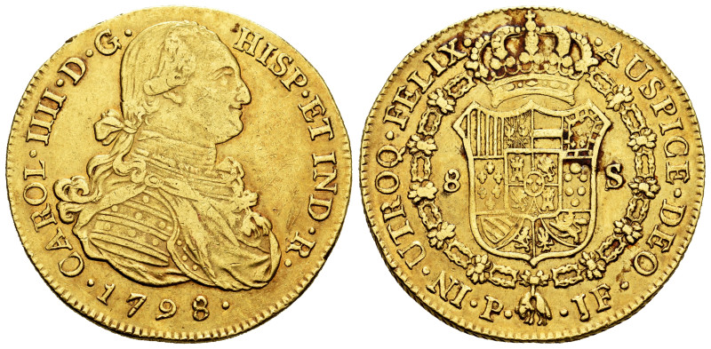 Charles IV (1788-1808). 8 escudos. 1798. Popayan. JF. (Cal-1670). (Cal onza-1061...