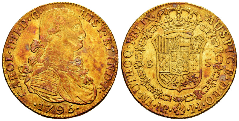 Charles IV (1788-1808). 8 escudos. 1795. Santa Fe de Nuevo Reino. JJ. (Cal-1727)...