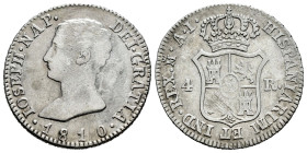 Joseph Napoleon (1808-1814). 4 reales. 1810. Madrid. AI. (Cal-14). Ag. 5,88 g. Choice F/Almost VF. Est...45,00. 

Spanish descripction: José Napoleó...