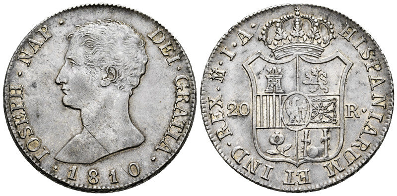 Joseph Napoleon (1808-1814). 20 reales. 1810. Madrid. IA. (Cal-38). Ag. 27,33 g....