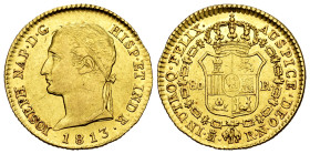 Joseph Napoleon (1808-1814). 80 reales. 1813. Madrid. RN. (Cal-52). Au. 6,67 g. Some scratches on obverse. Some luster. Rare. Ex Caballero de las Yndi...
