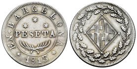Joseph Napoleon (1808-1814). 1 peseta. 1813. Barcelona. (Cal-38). Ag. 5,66 g. Scarce. Choice VF. Est...250,00. 

Spanish descripction: José Napoleón...