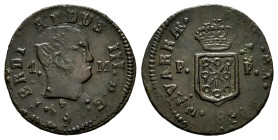 Ferdinand VII (1808-1833). 1 maravedi. 1830. Pamplona. (Cal-39). (Ros-4.11.28). Ae. 1,78 g. Bare bust. Rust. VF/Choice VF. Est...25,00. 

Spanish de...