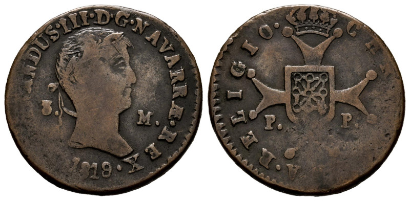 Ferdinand VII (1808-1833). 3 maravedis. 1819. Pamplona. (Cal-44). (Ros-4.11.11)....