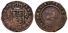 Ferdinand VII (1808-1833). 1 cuarto. 1834. Manila. (Cal-99). Ae. 4,70 g. "Posthumous" type. Scarce. Choice F. Est...200,00. 

Spanish descripction: ...