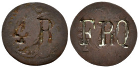 Ferdinand VII (1808-1833). 1/4 real. Caracas. (Cal-tipo 29). Ae. 3,56 g. Private countermark "4R / FRO". F. Est...30,00. 

Spanish descripction: Fer...