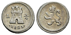 Ferdinand VII (1808-1833). 1/4 real. 1821. Lima. (Cal-272). Ag. 0,89 g. VF. Est...100,00. 

Spanish descripction: Fernando VII (1808-1833). 1/4 real...