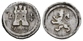 Ferdinand VII (1808-1833). 1/4 real. 1823. Lima. (Cal-273). Ag. 0,80 g. Scarce. VF. Est...180,00. 

Spanish descripction: Fernando VII (1808-1833). ...