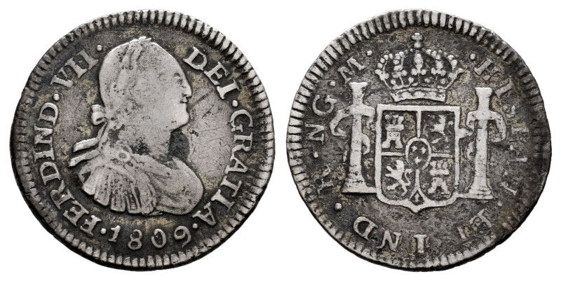 Ferdinand VII (1808-1833). 1/2 real. 1809. Guatemala. M. (Cal-329). Ag. 1,65 g. ...