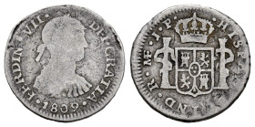 Ferdinand VII (1808-1833). 1/2 real. 1809. Lima. JP. (Cal-350). Ag. 1,55 g. Indigenous bust. Very rare. Choice F. Est...250,00. 

Spanish descripcti...