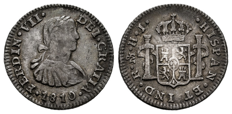 Ferdinand VII (1808-1833). 1/2 real. 1810. Mexico. HJ. (Cal-392). Ag. 1,63 g. Im...