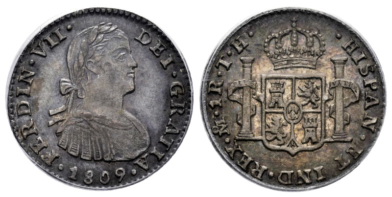 Ferdinand VII (1808-1833). 1 real. 1809. Mexico. TH. (Cal-600). Ag. Nice patina....