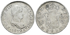 Ferdinand VII (1808-1833). 2 reales. 1812. Cadiz. CI. (Cal-727). Ag. 5,97 g. Large mintmark. Hairlines. Almost VF. Est...40,00. 

Spanish descripcti...