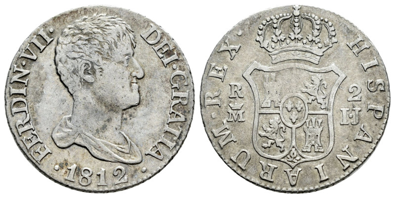 Ferdinand VII (1808-1833). 2 reales. 1812. Madrid. IJ. (Cal-823). Ag. 5,89 g. Ba...