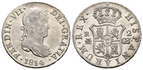 Ferdinand VII (1808-1833). 2 reales. 1814. Madrid. GJ. (Cal-829). Ag. 5,80 g. First-year laureate bust. It retains some luster. Choice VF/Almost XF. E...