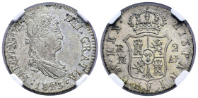 Ferdinand VII (1808-1833). 2 reales. 1823. Madrid. AJ. (Cal-839). Ag. Slabbed by NGC as MS 61. NGC-MS. Est...300,00. 

Spanish descripction: Fernand...