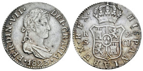 Ferdinand VII (1808-1833). 2 reales. 1823. Sevilla. CJ. (Cal-954). Ag. 6,03 g. A good sample. Very scarce. Almost XF. Est...200,00. 

Spanish descri...