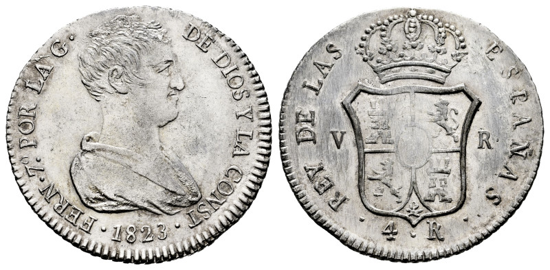 Ferdinand VII (1808-1833). 4 reales. 1823. Valencia. (Cal-993). Ag. 6,08 g. Clea...