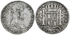 Ferdinand VII (1808-1833). 4 reales. 1813. Lima. JP. (Cal-1067). Ag. 13,36 g. Scarce. Almost VF. Est...150,00. 

Spanish descripction: Fernando VII ...