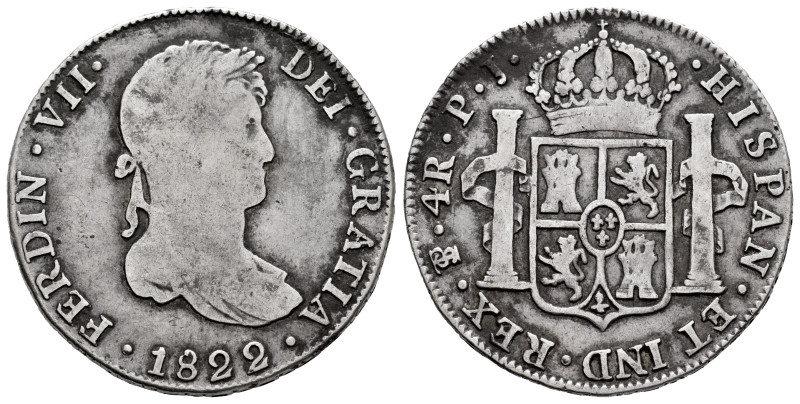 Ferdinand VII (1808-1833). 4 reales. 1822. Potosi. PJ. (Cal-1105). Ag. 13,32 g. ...