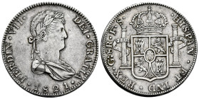 Ferdinand VII (1808-1833). 8 reales. 1821. Guadalajara. FS. (Cal-1210). Ag. 445,00 g. Attractive patina. Choice VF. Est...350,00. 

Spanish descripc...
