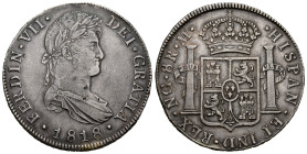 Ferdinand VII (1808-1833). 8 reales. 1818. Guatemala. M. (Cal-1233). Ag. 26,92 g. Delicate patina. Minor nick on edge. Choice VF. Est...250,00. 

Sp...