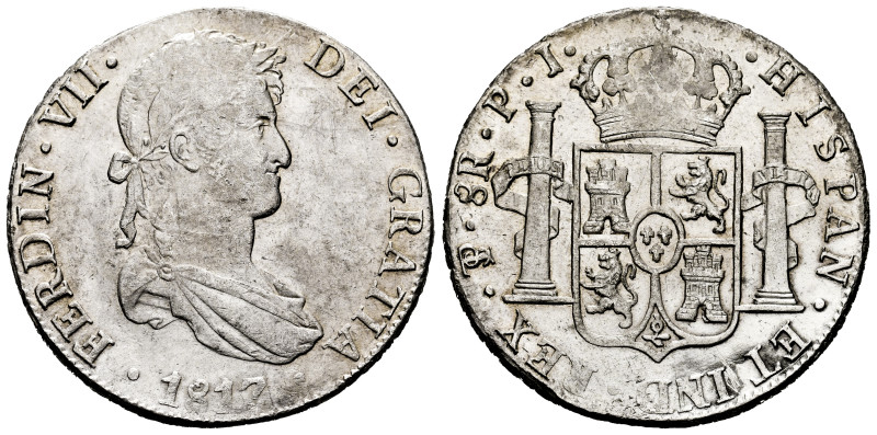 Ferdinand VII (1808-1833). 8 reales. 1817. Potosi. PJ. (Cal-1381). Ag. 26,88 g. ...