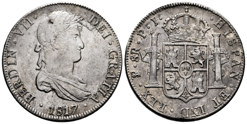 Ferdinand VII (1808-1833). 8 reales. 1817. Potosi. PJ. (Cal-1381). Ag. 26,96 g. ...