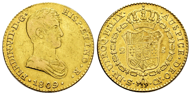 Ferdinand VII (1808-1833). 2 escudos. 1809. Sevilla. CN. (Cal-1668). Au. 6,76 g....