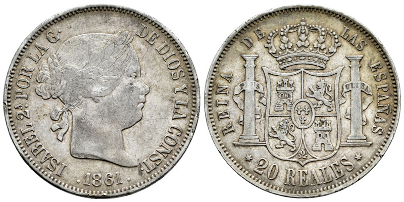 Elizabeth II (1833-1868). 20 reales. 1861. Madrid. (Cal-619). Ag. 25,83 g. Almos...