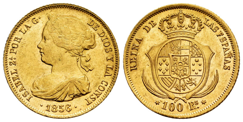 Elizabeth II (1833-1868). 100 reales. 1856. Madrid. (Cal-783). Au. 8,34 g. Origi...