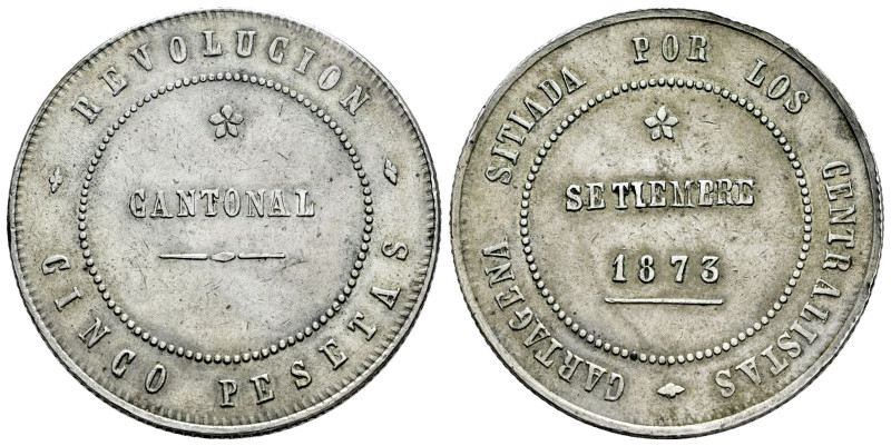 Cantonal Revolution. 5 pesetas. 1873. Cartagena (Murcia). (Cal-14). Ag. 28,15 g....