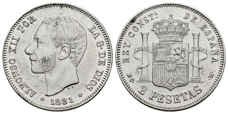 Alfonso XII (1874-1885). 2 pesetas. 1881*18-81. Madrid. MSM. (Cal-28). Ag. 10,08...