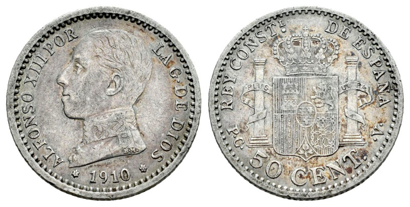 Alfonso XIII (1886-1931). 5 centimos. 1910*1-0. Madrid. PCV. (Cal-48). Ag. 2,48 ...