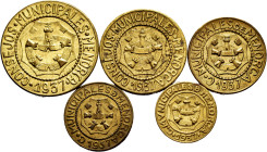 Civil War (1936-1939). Complete series of 5 values. 1937. Menorca. (Cal-12). Ae. Scarce in this grade. XF/AU. Est...160,00. 

Spanish descripction: ...