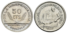 Civil War (1936-1939). 50 centimos. 1937. Santander, Palencia and Burgos. PJR. (Cal-34). 2,76 g. Original luster. Mint state. Est...40,00. 

Spanish...