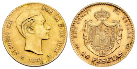 Estado Español (1936-1975). 10 pesetas. 1881*19-62. Madrid. DEM. Au. 3,22 g. Jewelry counterfeit. Good art. Impossible date. Choice VF. Est...200,00. ...