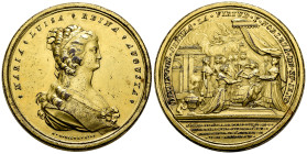 Charles IV (1788-1808). Medal. 1793. Mexico. (Vives-179 var. metal). Au. 93,70 g. Medal in gilded bronze. Commemoration of the foundation of the Order...