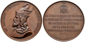 Medal. 1876. Valencia. (Cru medallas-656a). (Vives-464). (Vq-14392). Ae. 64,16 g. VI Centenary of the death of Jaime I. Engraver: F. Santigosa. 51 mm....